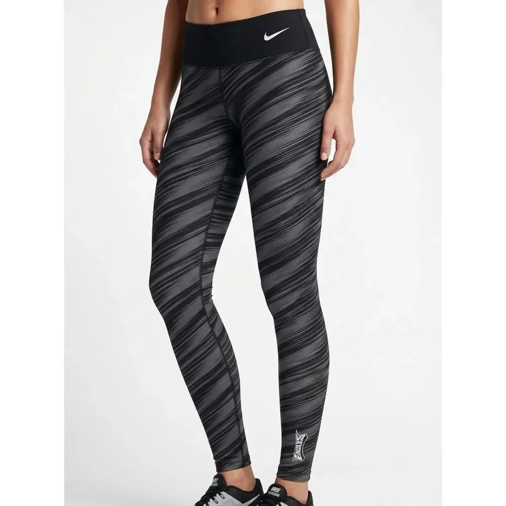 Nike NFL Eagles Dri-Fit Striped Leggings Black Grey Size S Small